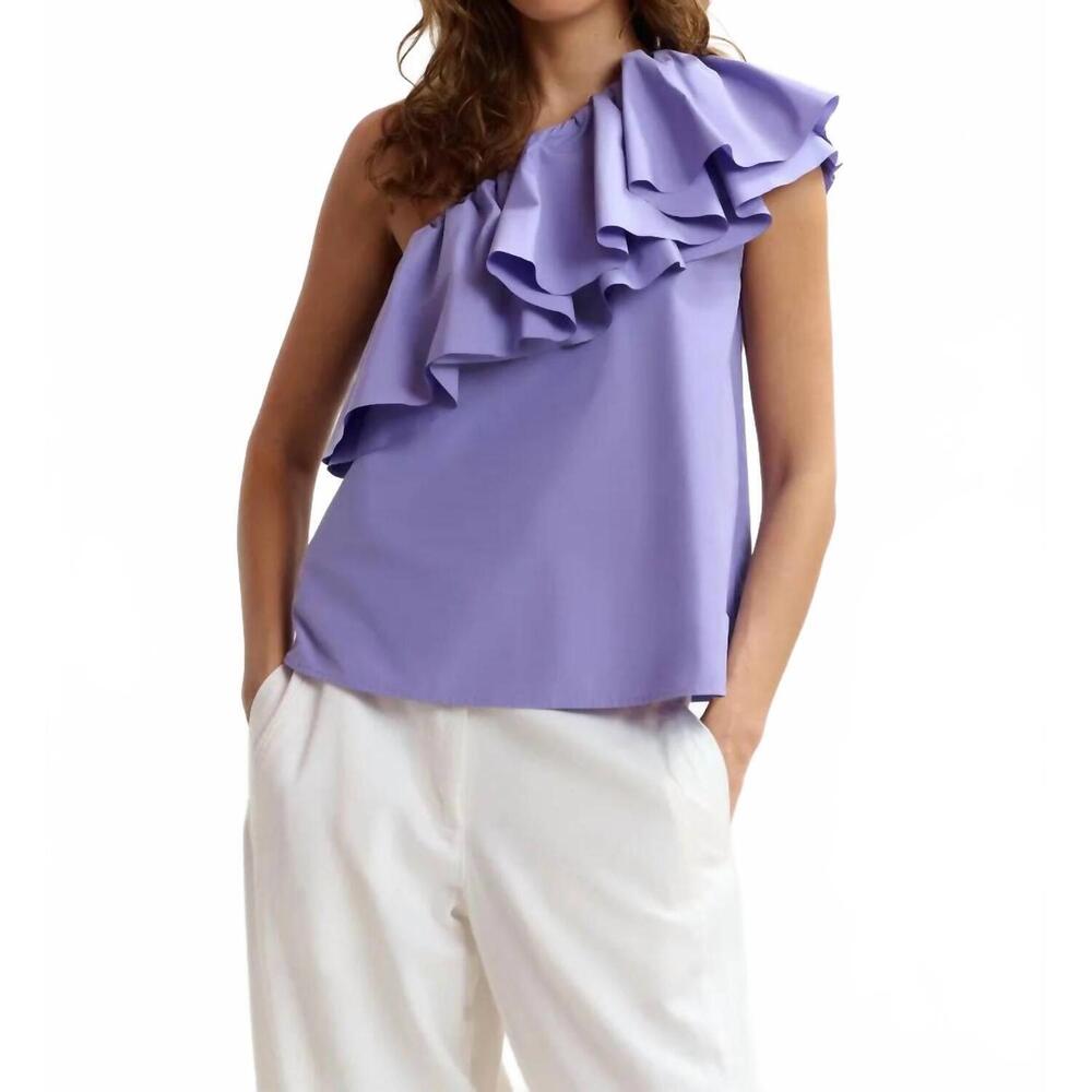 NEW ESSENTIEL ANTWERP jillian ruffle top in purple
